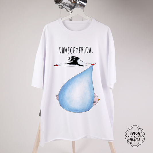Doneće me roda (plava) - Ženska oversize majica