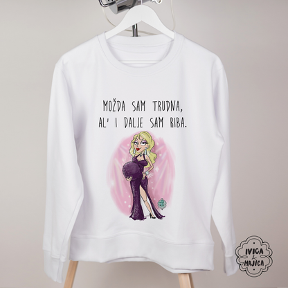 Možda sam trudna ali idalje sam riba - Ženski duks sa kapuljačom