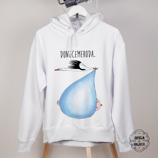 Doneće me roda (plava) - Ženski duks sa kapuljačom