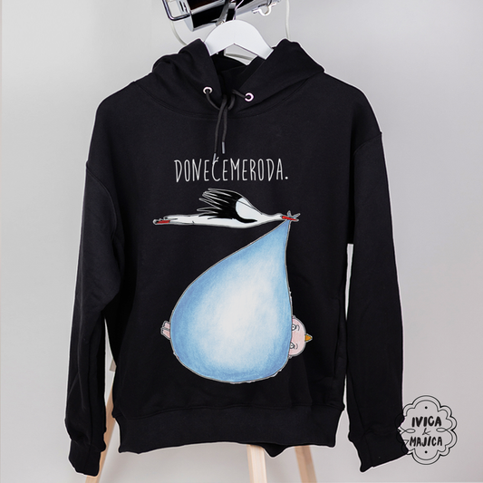 Doneće me roda (plava) - Ženski duks sa kapuljačom