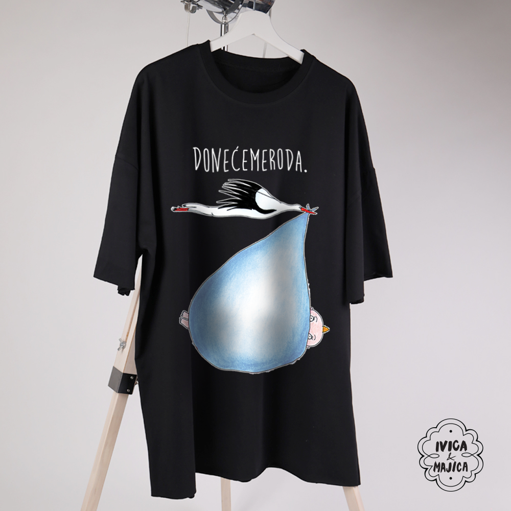 Doneće me roda (plava) - Ženska oversize majica